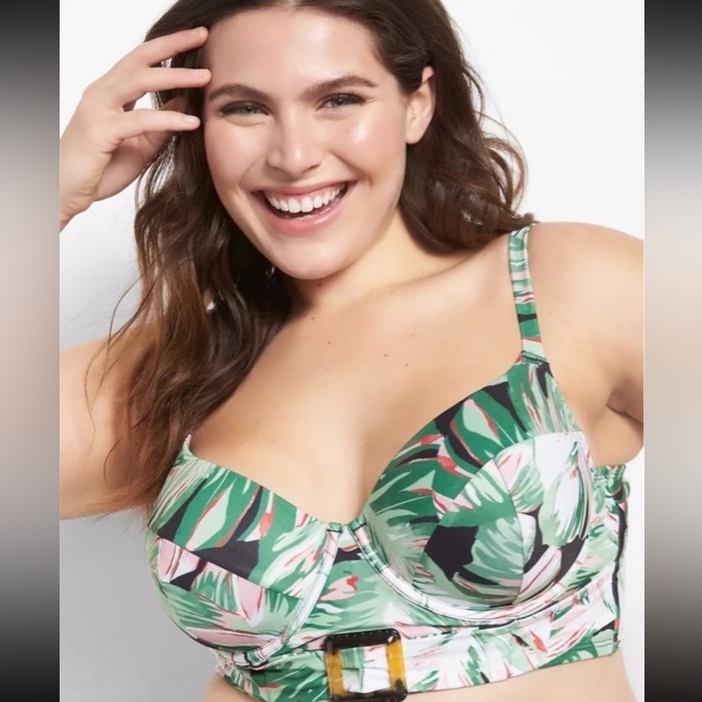 New Lane Bryant Swim by Cacique Palm Print Bikini Set 44DDD 22